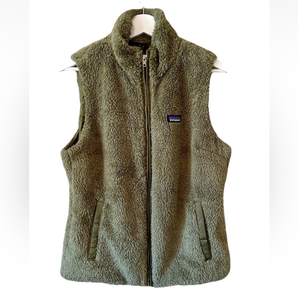 Patagonia Los Gatos Green Sherpa Fleece Vest Size L Outdoor Hiking